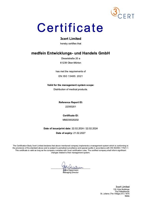 Certificate_medfein_DIN EN ISO 13485